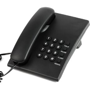 Lativu Telephone Landline Phone, Simple Business Office Phone, Corded Landline Phones for Home/Office/Hotel, Black House Phones Use for Wall or Desk with Adjustable Ringer Volume