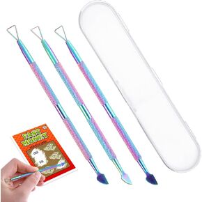 3PCS Lottery Ticket Scratcher Tool, Metal Lottery Scratcher Scratch Off Tool Scratch Off Stickers Lotto Scratcher Tool Multi-Use Scraping Tool Lotto Scratcher Label Scraper for Lottery Ticket, Rainbow