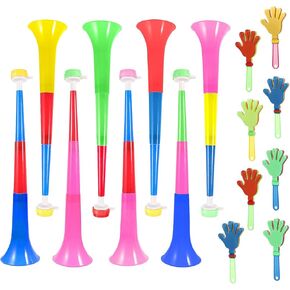 16 قطعة قابلة للطيور استاد القرن واليد المتصلبات اليدوية 21 بوصة Vuvuzela البلاستيك البوق البوق هورن ضربة ضوضاء الهتاف المصيعين الأحداث الرياضية الإمدادات الحفلات الإرشاد الملحقات (ملونة)