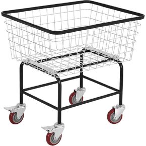 YITAHOME Wire Laundry Cart 2.5 Bushel, Rolling Laundry Basket with Wheels, Metal Commercial Wire Laundry Basket Cart with Galvanized Finish, Heavy Duty Large Steel Basket for Laundry Clothes Storage