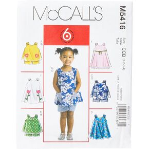 McCall's Patterns M5416 Toddlers' Tops, Dresses and Shorts