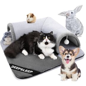 Cat Tunnel Bed for Indoor Cats, 2in1 Cat Bed and Tunnel Cat Toys,27.55IN Large Size Cat Carpet Tunnel Suitable for All Seasons, Detachable, Washable for Cats and Small Pets&Grey