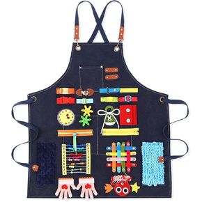 Fidget Apron for Elderly, Fidget Blanket for Dementia Activities for Seniors Alzheimer's Therapy Activity Apron Anxiety Relief Solutions Sensory Toys, Dark Blue