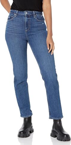 PAIGE Women's Stella Straight 29" درزة داخلية عالية الارتفاع باللون الأسود Shore مع حاشية أشعث in Saudi Arabia