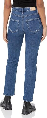 PAIGE Women's Stella Straight 29" درزة داخلية عالية الارتفاع باللون الأسود Shore مع حاشية أشعث in Saudi Arabia