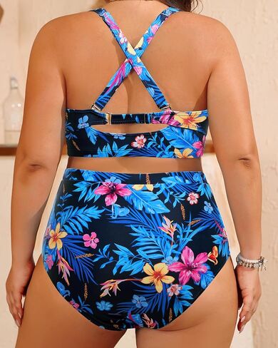 Daci Plus Size High Waisted Bikini - Women Two Piece Swimsuits Tummy Control Bathing Suits with Drawstring Ruched Bottom 2025 in Saudi Arabia