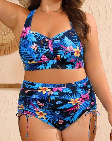 Daci Plus Size High Waisted Bikini - Women Two Piece Swimsuits Tummy Control Bathing Suits with Drawstring Ruched Bottom 2025 in Saudi Arabia