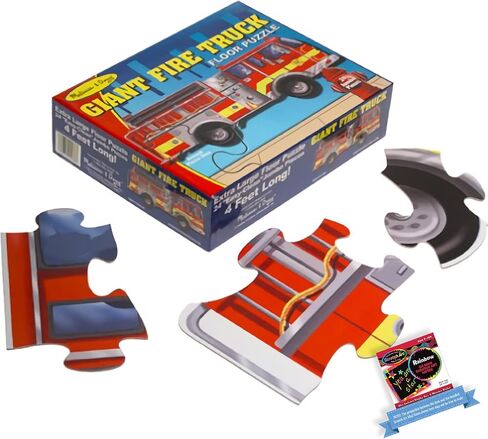 Melissa & Doug Giant F I R E Truck: 24PCS FLOOR PUZZLE BUNDLE مع 1 موضوع متوافق مع M&D SCRATCH PUN MINI-PAD (00436) in Saudi Arabia