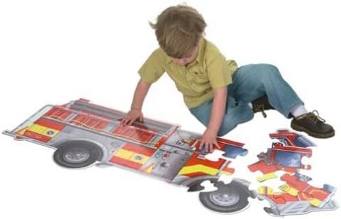 Melissa & Doug Giant F I R E Truck: 24PCS FLOOR PUZZLE BUNDLE مع 1 موضوع متوافق مع M&D SCRATCH PUN MINI-PAD (00436) in Saudi Arabia