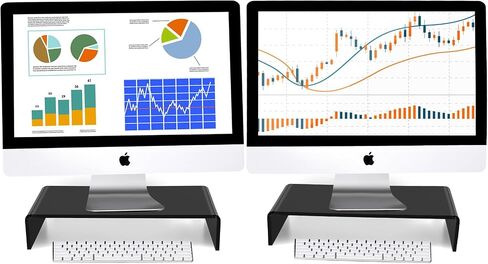 Jetec 2 PCS Acrylic Monitor Stand STAND Desktop Video Acrylic Monitor Riser Desk Shelf Computer Stand for Laptop TV Screen Screen Screen Organizer Day Supplies (Black ، 12 × 8 × 3 بوصة) in Kuwait