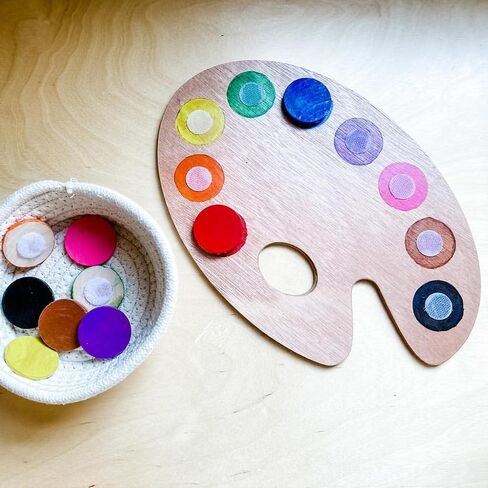 2 Pack Wooden Paint Palette - Wooden Oval-Shaped Artist Painting Palette with Thumb Hole - Wood Paint Color Mixing Tray - Easy Clean, Mix Acrylic, Oil, Watercolor in Kuwait