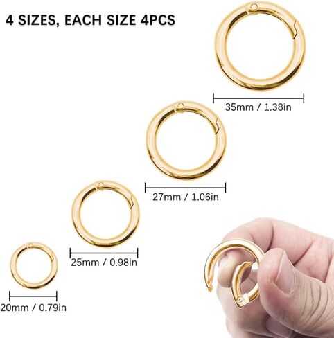 16pcs الربيع o حلقة الزنك جولة carabiner snap trigger buckle clip 4 أنماط لسلاسل المفاتيح حقيبة in Saudi Arabia