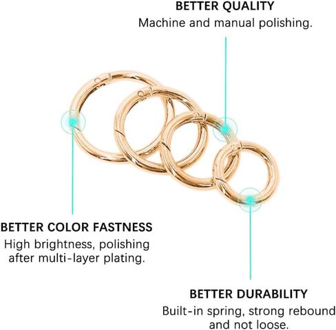 16pcs الربيع o حلقة الزنك جولة carabiner snap trigger buckle clip 4 أنماط لسلاسل المفاتيح حقيبة in Saudi Arabia