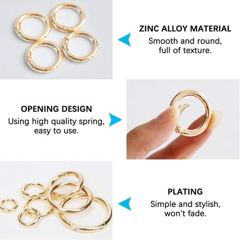 16pcs الربيع o حلقة الزنك جولة carabiner snap trigger buckle clip 4 أنماط لسلاسل المفاتيح حقيبة in Saudi Arabia