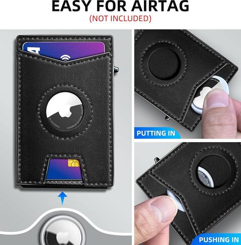 محفظة Airtag للرجال مع مشبك نقود، محفظة جيب أمامي نحيفة، حافظة بطاقات منبثقة RFID بغطاء جلدي مغناطيسي in Saudi Arabia
