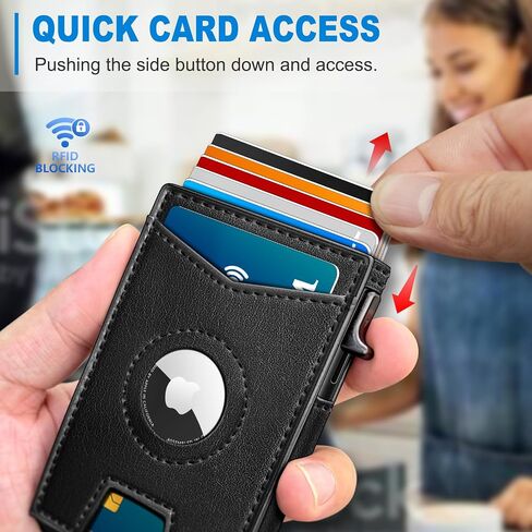 محفظة Airtag للرجال مع مشبك نقود، محفظة جيب أمامي نحيفة، حافظة بطاقات منبثقة RFID بغطاء جلدي مغناطيسي in Saudi Arabia