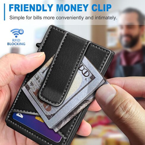 محفظة Airtag للرجال مع مشبك نقود، محفظة جيب أمامي نحيفة، حافظة بطاقات منبثقة RFID بغطاء جلدي مغناطيسي in Saudi Arabia