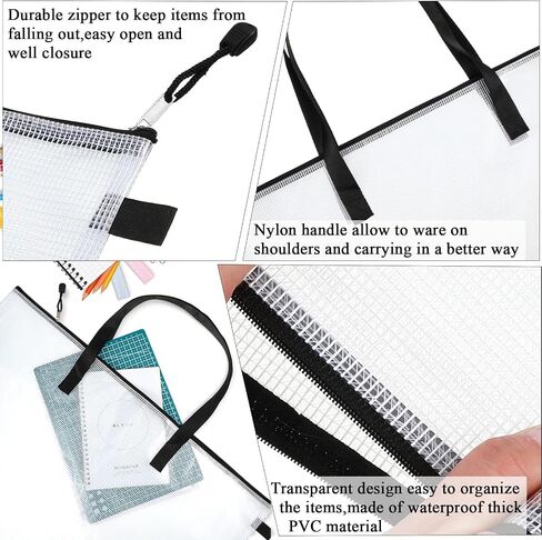 Frienda 10 Pieces Art Portfolios Bags Waterproof Portfolios Bag Posters Storage Bags Supply Bags with Zipper and Handle for Art Artworks, Bulletin Boards, Charts and Teaching Material (24x36 Inches) in Kuwait