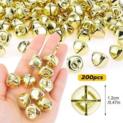 200 PCS Metal Crafts Bells Bells 0.5inch/12mm Bells Small Bells Silver Bells Christmas Discorative Bells Little Decoration Diy Christmas Festival Decorations in Saudi Arabia