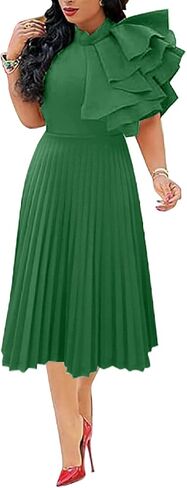 Women's Elegant Formal Bodycon Ruffle Sleeveless Maxi Dress Pleated Hem Prom Gown Evening Party Pencil Dress in Saudi Arabia