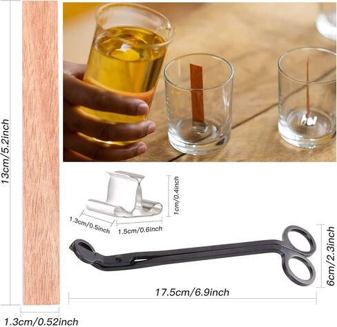 99pcs فتيل الخشب للشموع ، فتيل شمعة خشبية طبيعية مع فتيل الشمعة ، فتيل شمعة خشبية لا يدخن لشمعة DIY صنعت سميكة 5.1 × 0.51 بوصة in Kuwait