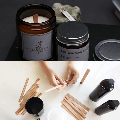 99pcs فتيل الخشب للشموع ، فتيل شمعة خشبية طبيعية مع فتيل الشمعة ، فتيل شمعة خشبية لا يدخن لشمعة DIY صنعت سميكة 5.1 × 0.51 بوصة in Kuwait