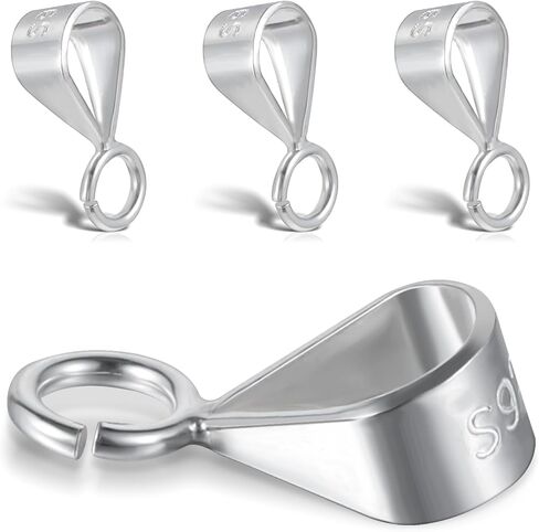 4 Pcs 925 Sterling Silver Pendant Clasp for Necklace Bail Connector with Open Loop Pinch Bails for Pendants Necklace Pendant Clasp Connectors Pinch Bails for Pendants Jewelry Making Dangle Charm in Kuwait