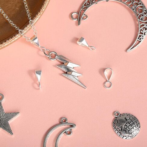 4 Pcs 925 Sterling Silver Pendant Clasp for Necklace Bail Connector with Open Loop Pinch Bails for Pendants Necklace Pendant Clasp Connectors Pinch Bails for Pendants Jewelry Making Dangle Charm in Kuwait