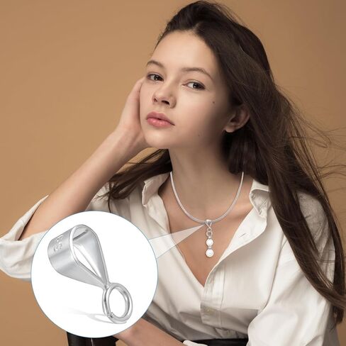 4 Pcs 925 Sterling Silver Pendant Clasp for Necklace Bail Connector with Open Loop Pinch Bails for Pendants Necklace Pendant Clasp Connectors Pinch Bails for Pendants Jewelry Making Dangle Charm in Kuwait