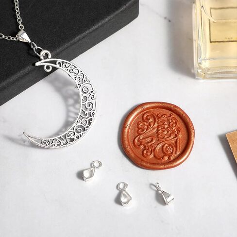 4 Pcs 925 Sterling Silver Pendant Clasp for Necklace Bail Connector with Open Loop Pinch Bails for Pendants Necklace Pendant Clasp Connectors Pinch Bails for Pendants Jewelry Making Dangle Charm in Kuwait