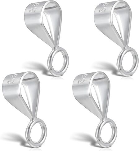 4 Pcs 925 Sterling Silver Pendant Clasp for Necklace Bail Connector with Open Loop Pinch Bails for Pendants Necklace Pendant Clasp Connectors Pinch Bails for Pendants Jewelry Making Dangle Charm in Kuwait