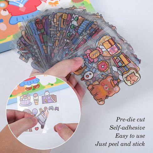 Cute Cartoon Bunny Bear Stickers, EAMOTOL 100 Sheets Kawaii Animals Transparent PET Scrapbooking Clipping Supplies Decals for Journaling Planners Collage Junk Journal Bullet Album Calendar Phone Case in Saudi Arabia