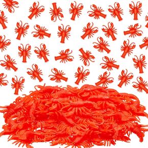 Lewtemi 200 Pcs Lobster Toy Soft TPR Rubber Lobster Models Fake Crawfish Decorations Mini Red Lobster Lifelike Crawfish for Early Education Teaching Aids, Food Models, Pendants, Party Shooting Props