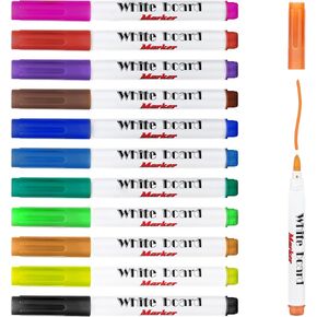 Dry Erase Markers, Washable Markers for Kids, Fine Tip Whiteboard Markers 12 Pack Painting Pens, Drawings Markers, Tattoo Marker Gifts for Boys Girls