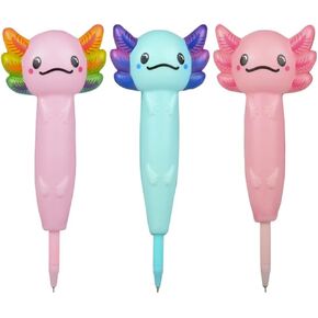 Axolotl Squeezeable Pens | 3 Pack | 8 Inch | Easter Favors Toys