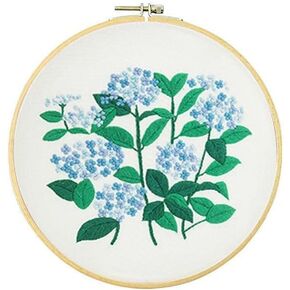 DIY Stamped Embroidery Starters Kits with Pattern Blue Hydrangea for Beginners with Hoops Cloth Color Threads Cross Stitch Kits Needlework for Adults Students Home Decoration