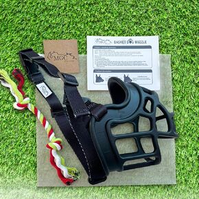 Basket Muzzle for Small Dogs, Anti-Biting Protection, Mouth Guard for Large, Medium, and Small Sized Dogs, Confortable Fit, Buy Now! and Get Bonus Dental Cleaning Dog Rope Toy, by MGC GROUP