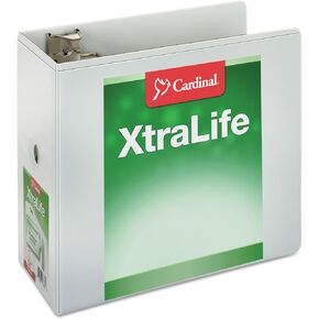 Cardinal 26360 XtraLife ClearVue Non-Stick Locking Slant-D Binder, 6-Inch Cap, 11 x 8 1/2, White