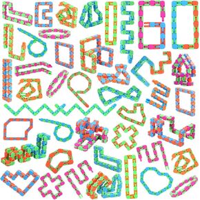 80Pcs Fidgets Bulks Wacky Tracks Fidget Toys Snap Fidgets Snake Click Toys Gifts for Kids Adults Birthday Goodie Bag Stuffers Classroom Prizes Sunday School Supplies Party Favors for Kids