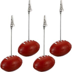 H&W 4PCS قاعدة كرة القدم التمساح مقطع ، حامل البطاقة لعشاق كرة القدم ، جدول المذكرة رقم اسم بطاقة بطاقة لمكتب قائمة حفلات الزفاف ديكور