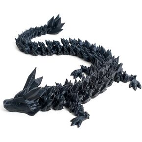 3D Printed Dragon,Chinese Dragon,Dragon Statue 12 in Fidget Toys for Autism/ADHD,3D Printed Gift Toy, Executive Desk Toys,Home Office Decor (Black)