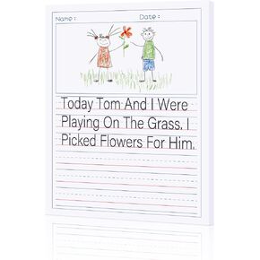 2 Pack Write Beginner Paper for Kids, 8.5"x11" Story Writing Paper for Kids to Write Story, Primary Composition Notepad(100 Sheets Each, Double-Sided Printing)