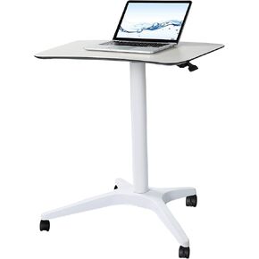 Mobile Standing Desk,Pneumatic Height Adjustable Laptop Desk, Mobile Laptop Desk with Wheels, Height Adjustable from 29.5'' to 47'',Black