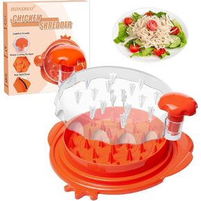 Chicken Shredder, Meat Shredder Tool Twist, Chicken Breast Shredded Twister, Meat Shredding Grinder Machine, Anti-Slip Strip, Ergonomic Handle, BPA Free, Suitable for Pork, Beef, Crown Style (Orange)