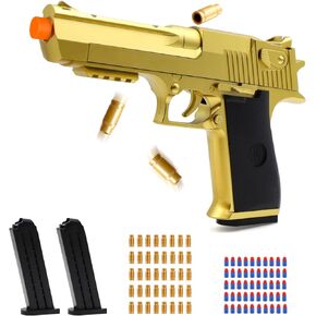 Soft Bullet Toy Gun, Gold Toy Guns for Boys, Foam Blaster with Shell Ejecting, Realistic Play Gun Model & Toy Pistol Fidget Gun, Christmas Birthday Gifts for Boys Girls Kids Adults Age 8+