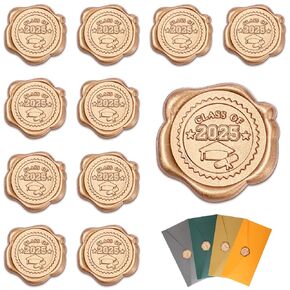 Gersoniel 75 Pcs Class of 2025 Wax Seal Stickers Envelope Seals Cap Diploma Seals End of The School Year Congrats Grad Certificate Graduation Stickers for Envelopes Certificates Award