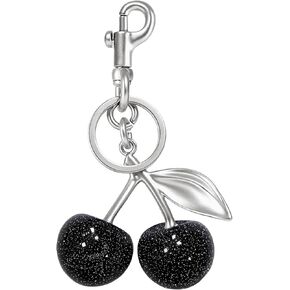 Cherry Bag Charm Keychains for Women - Glitter Cherry & Metal Accessories Charms for Purses, Bags and Handbags