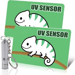 Luxvista UVB Tester for Reptiles, UV Sensor Detector Card, UVB Light for Reptiles Heat Lamp UV Meter with UV Tester Lamp, 2 Pack