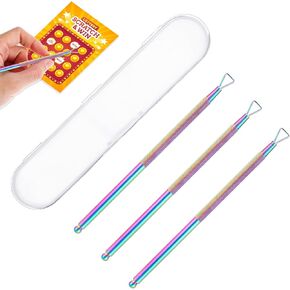 3Pcs Lottery Scratcher Tool, Metal Lottery Ticket Scratcher, Nail Scraper Tool for Lottery Enthusiasts, Scratch off Tool Is Hard and the Lottery Ticket Is Scratched Smoothly, Rainbow Finish