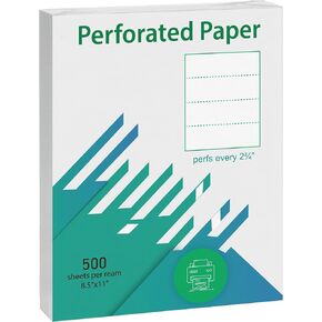 Premium Perforated Paper 8.5 x 11" 4 Part Perf White Cardstock 21lb 500 Sheets US Letter paper for Statements, Invoices (4 Part Perf White (8.5 X 2-3/4"), 500 Sheets)